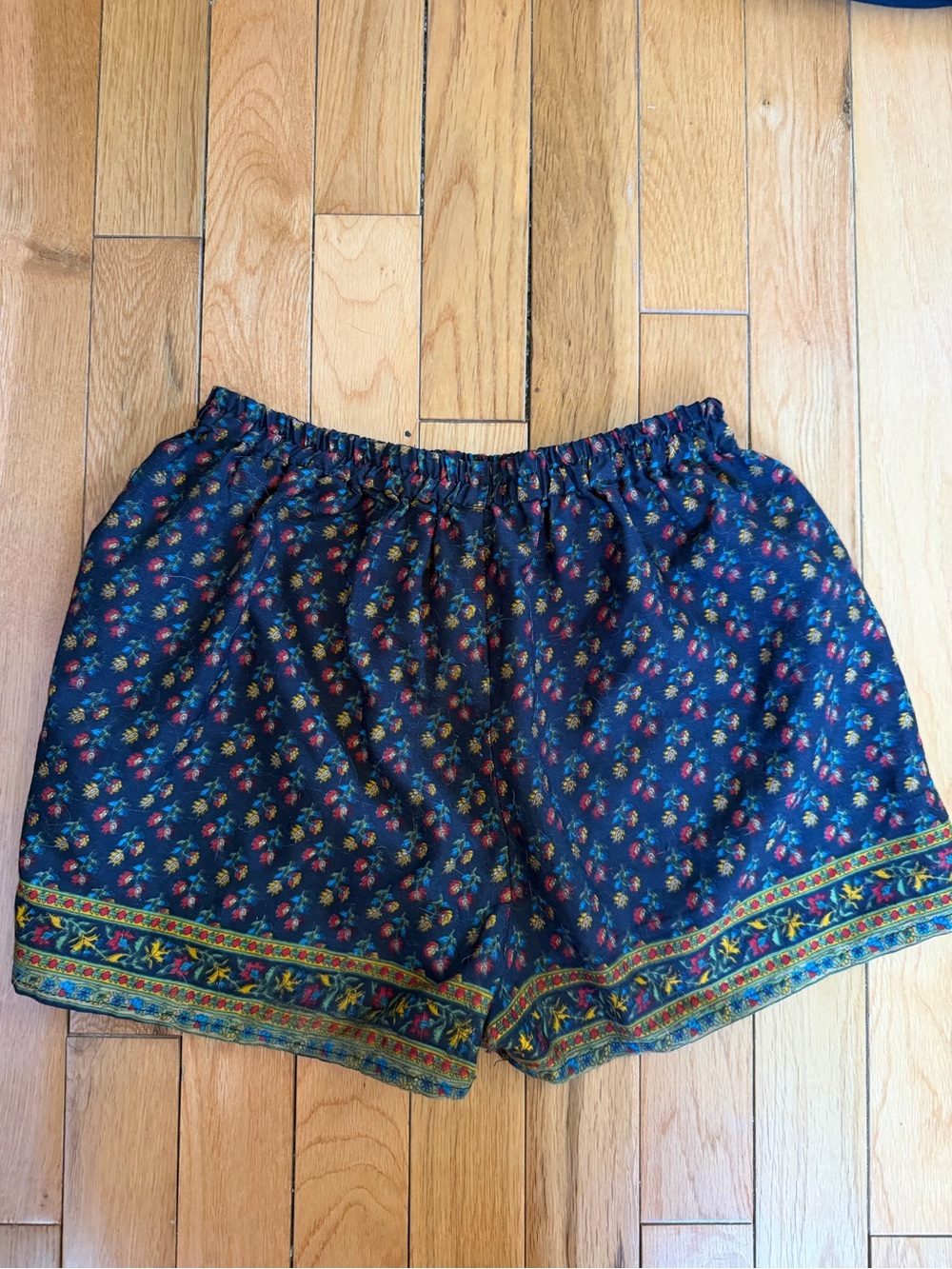 Women's Black Floral Satin Shorts